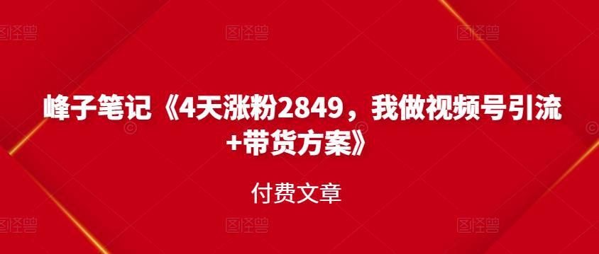 视频号涨粉方法4天涨粉2千多，我做视频号引流+带货方案