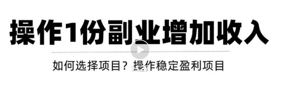 新手如何通过操作副业增加收入，从项目选择到玩法分享！-